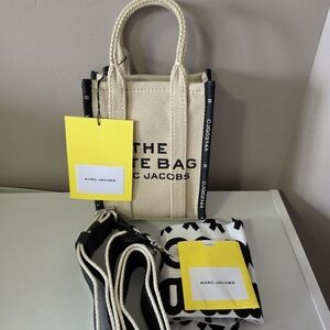 Marc Jacobs Cream Canvas Mini Tote with Black Trim